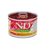 Влажный корм Farmina N&D Quinoa Skin&Coat Adult Mini для собак малых пород, при пищевой аллергии с перепелом, киноа, кокос и куркума, 140 г