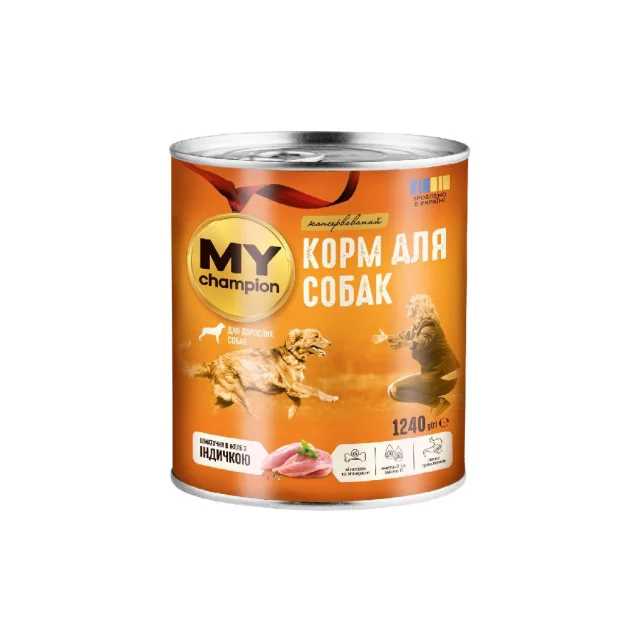 Вологий корм Мій чемпіон, шматочки в желе з Індичкою, для собак, 415 г