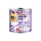 Вологий корм Мій чемпіон для котів, шматочки в желе з куркою та телятиною, 415 г
