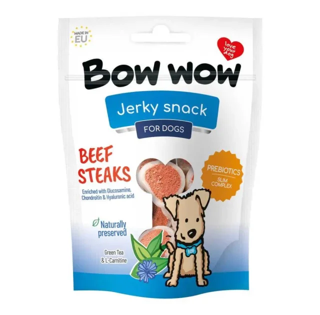 Ласощі для собак Bow wow снеки з яловичини у вигляді стейків, 80 г