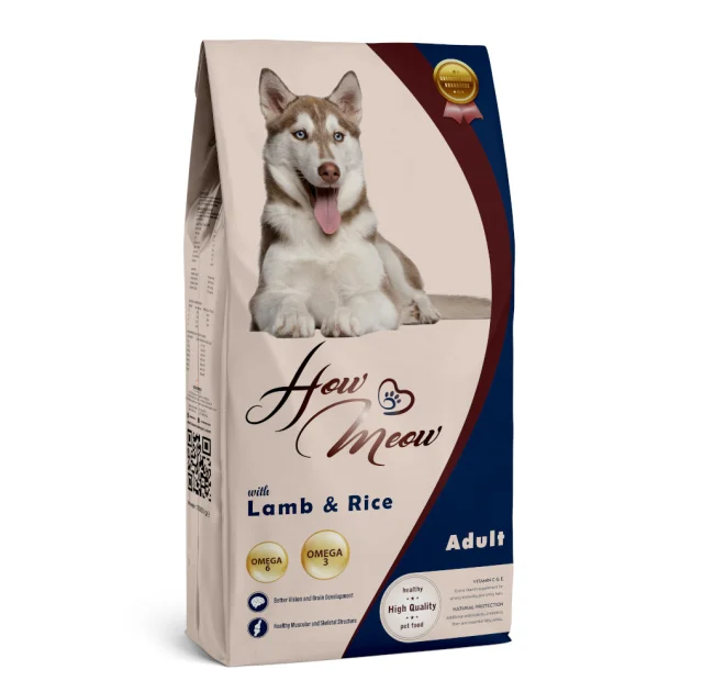 Повнораціонний сухий корм HowMeow Dog для дорослих собак, з ягням та рисом, 3 кг