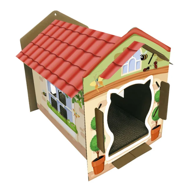 Кігтеточка-будиночок Croci Villa для котів, гофрований картон, 42×35×50 см