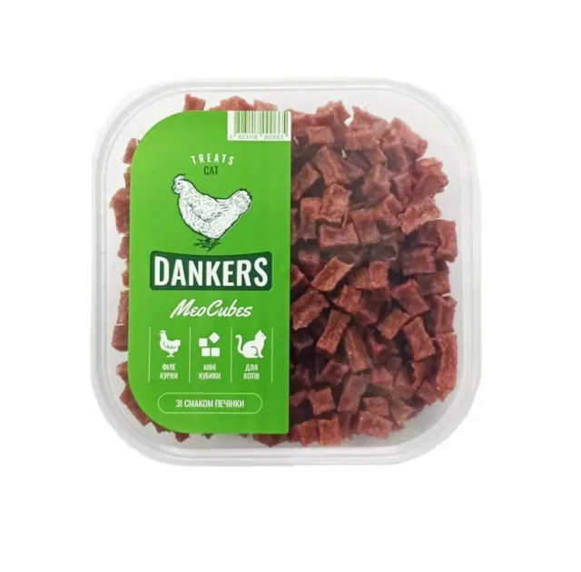 Ласощі Dankers MeoCubes міні-кубики курячі, зі смаком печінки, для котів, 100 г