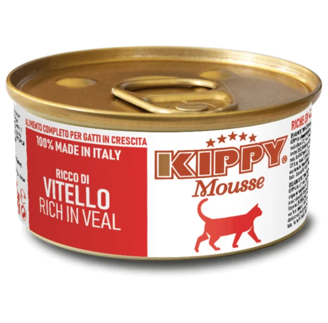 Вологий корм Kippy Mousse для дорослих котів, мус з телятиною, 85 г