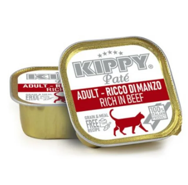 Вологий корм Kippy для котів, паштет з яловичиною, 90 г