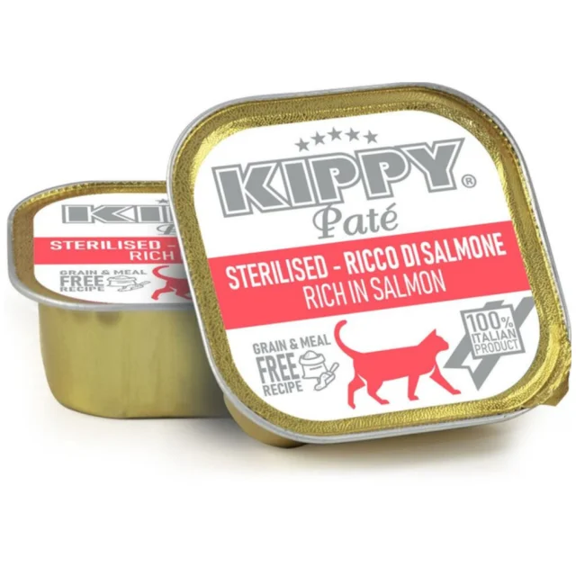 Вологий корм Kippy для стерилізованих котів, паштет з лососем, 90 г