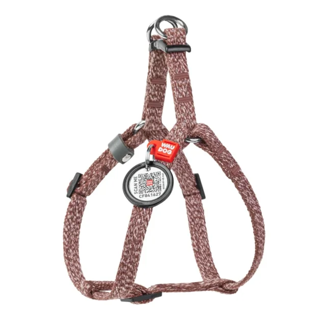 Шлея Waudog Re-cotton с QR паспортом для кошек/собак, хлопок, пластик, XS, ширина: 10 мм, охват: 28-40 см, коричневый