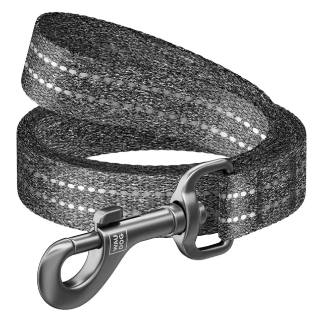 Повідець Waudog Re-cotton для собак із відновленої бавовни, світловідбиваючий, ширина: 15 мм, довжина: 500 см, S, сірий