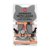 Шлей Waudog Re-cotton с QR паспортом с поводком, светоотражающий, из восстановленного хлопка, XS, Ш 10 мм, Д 122 см, В 25-40 см, оранжевый