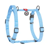 Шлей Waudog Re-cotton анатомическая Н-образный с QR-паспортом для собак с ручкой, светоотражающий, размер M, Ш: 20 мм, А: 43-60 см, В: 50-80 см, голубой