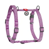 Шлей Waudog Re-cotton анатомическая Н-образный, с QR-паспортом для собак с ручкой, светоотражающий, размер M, Ш: 20 мм, А: 43-60 см, В: 50-80 см, фиолетовый