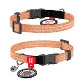 Нашийник Waudog Re-cotton з QR паспортом для котів, світловідбиваючий, пластиковий фастекс, XS, Ш: 10 мм, Д: 20-30 см, помаранчевий