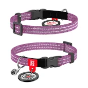 Нашийник Waudog Re-cotton з QR паспортом для котів, світловідбиваючий, пластиковий фастекс, XS, Ш: 10 мм, Д: 20-30 см, фіолетовий