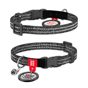 Нашийник Waudog Re-cotton з QR паспортом для котів, світловідбиваючий, пластиковий фастекс, XS, Ш: 10 мм, Д: 20-30 см, сірий