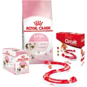 Набір сухий корм Royal Canin Kitten 2 кг + вологий корм 12 шт по 85 г + ігровий трек у подарунок