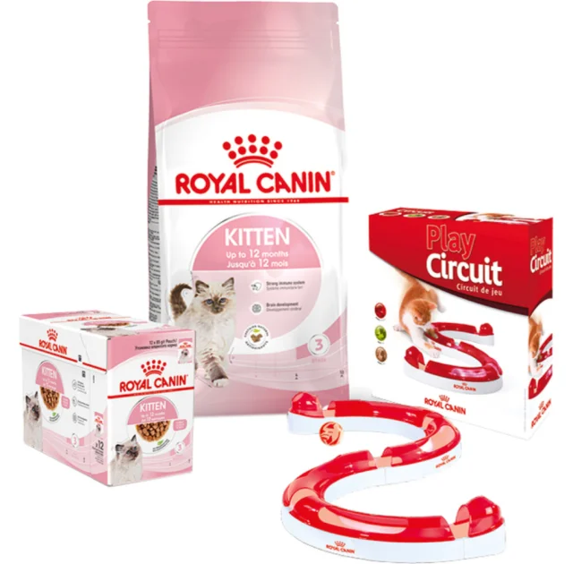 Набор сухого корма Royal Canin Kitten 2 кг + влажный корм 12 шт по 85 г + игровой трек в подарок