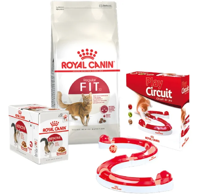 Набір сухий корм Royal Canin Fit 2 кг + вологий корм 12 шт по 85 г + ігровий трек у подарунок