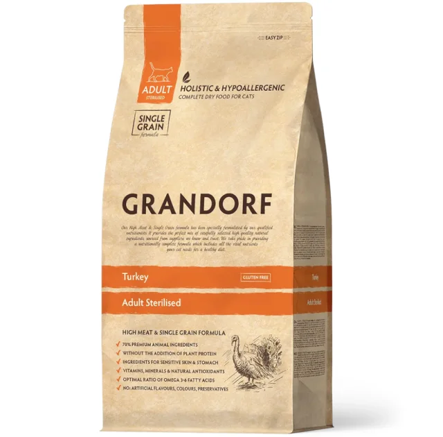 Сухой корм Grandorf Turkey Sterilized для стерилизованных кошек, с индейкой, 400 г