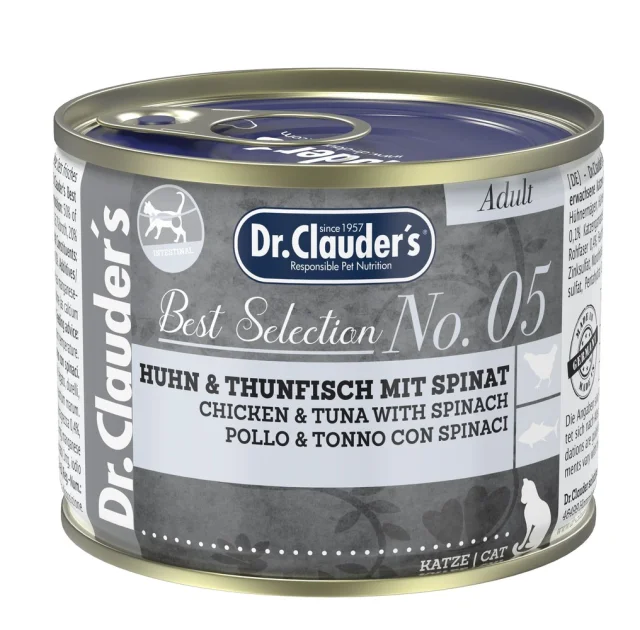Вологий корм Dr.Clauder’s Best Selection №5 для дорослих котів з куркою, тунцем та шпинатом, 200 г