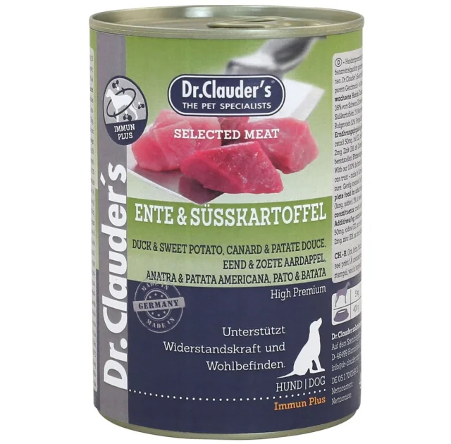 Влажный корм Dr.Clauder's Selected Meat Duck & Sweet Potato для собак, с уткой и сладким картофелем, 400 г