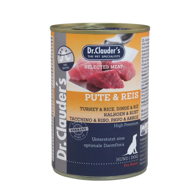 Влажный корм Dr.Clauder's Selected Meat Turkey & Rice для собак, индейка и рис, 400 г