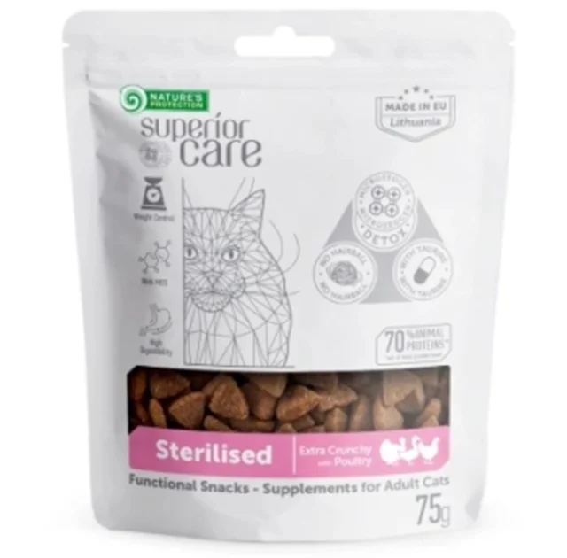 Ласощі для кішок Nature's Protection sterilised with poultry for snack, з домашньою птицею 75 г