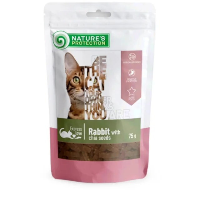Лакомство Nature's Protection snack for cats with rabbit and chia seeds, для кошек кролик с семенами чиа, 75 г