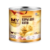 Вологий корм Мій чемпіон для котів, шматочки з куркою та індичкою, 415 г