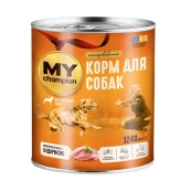 Влажный корм Мой чемпион для собак, кусочки с индейкой, 1240 г
