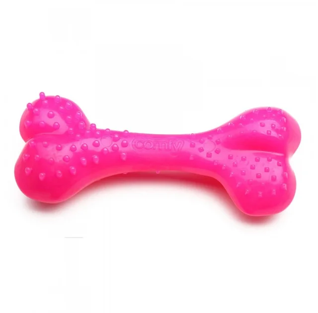 Игрушка Comfy Mint Dental Bone для собак, кость с выступами, пластиковая, розовая, 8.5 см
