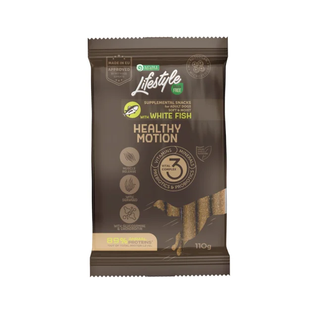 Беззернові ласощі Nature's Protection Lifestyle Grain Free White fish Healthy Motion для дорослих собак, з білою рибою, 110 г