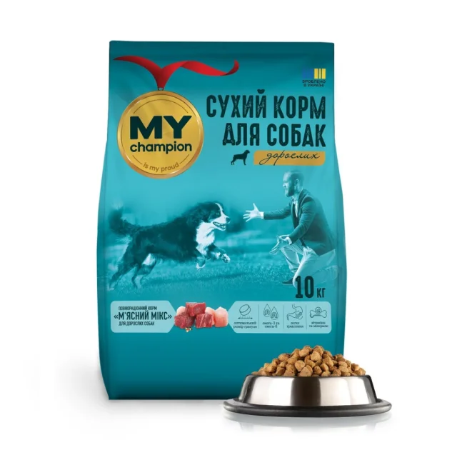 Сухий повнораціонний корм Мій чемпіон "М'ясний мікс" для собак, 10 кг