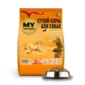 Сухой полнорационный корм Мой чемпион для собак, с курицей, 10 кг