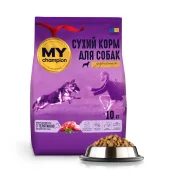 Сухой полнорационный корм Мой чемпион для собак, с телятиной, 10 кг