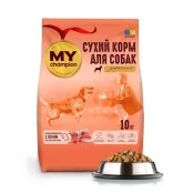 Сухой полнорационный корм Мой чемпион для собак, с ягненком, 10 кг