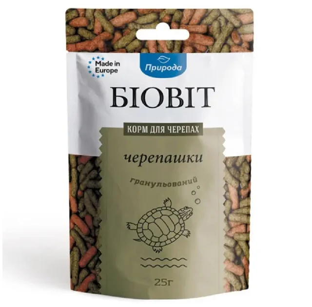 Корм Природа Биовит «Черепашки» для пресноводных черепах, гранулированный (палочки), 25 г