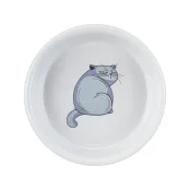 Миска Trixie Ceramic Bowl для кошек, керамическая, с принтом, диаметр 13 см, 250 мл, серая