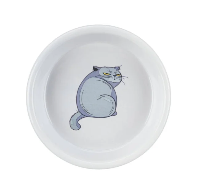Миска Trixie Ceramic Bowl для котів, керамічна, з принтом, діаметр 13 см, 250 мл, сіра