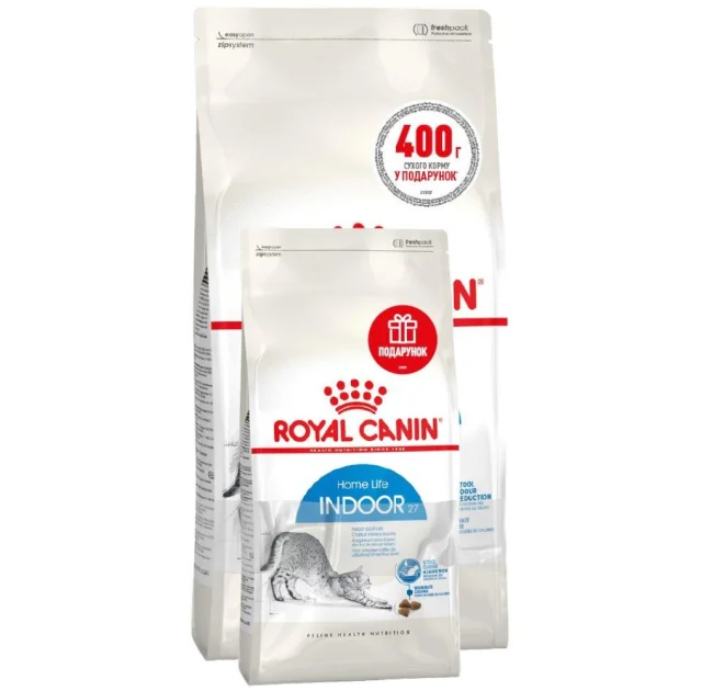 Сухий корм Royal Canin Indoor 27 для кішок постійно живуть у приміщенні, 2 кг + 400 г у подарунок
