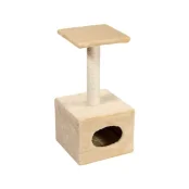 Когтеточка Природа Д1 с будкой, для кошек, бежевая, 32×32×65 см