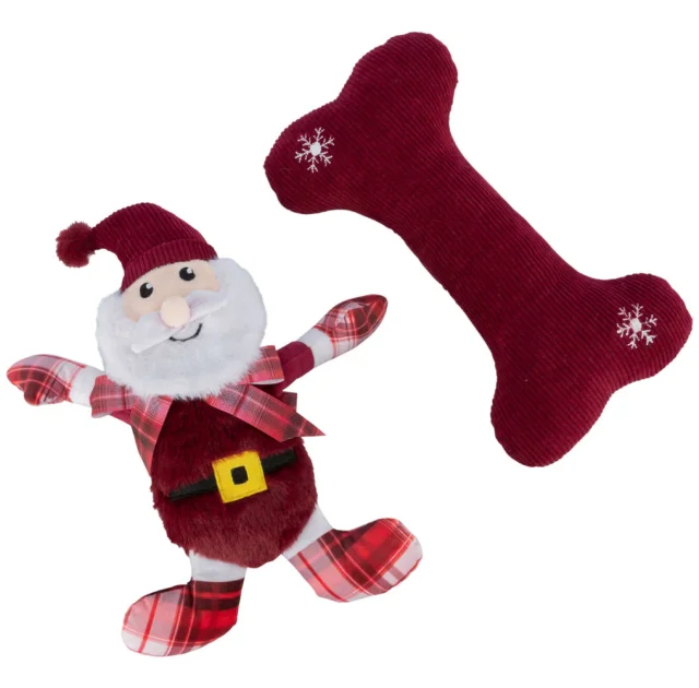 Набор игрушек Trixie Bone and Santa Claus для собак, плюш/ткань, 30 см