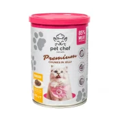 Консерви Pet Chef Chicken для дорослих котів, шматочки в желе, з куркою, 415 г