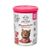 Консерви Pet Chef Beef для дорослих котів, шматочки в желе, з яловичиною, 415 г