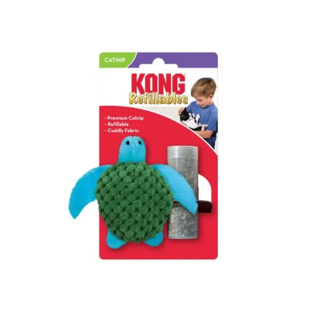 Игрушка KONG Refillables Turtle для кошек, черепаха со сменным блоком с кошачьей мятой, 3.81×11.43×9.53 см