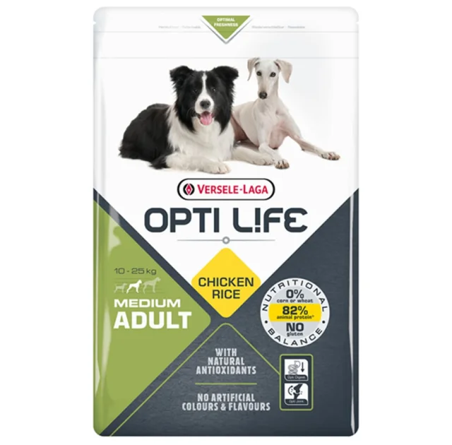 Сухий суперпреміум корм Versele-Laga Opti Life Adult Medium для собак середніх порід, курка, 2.5 кг