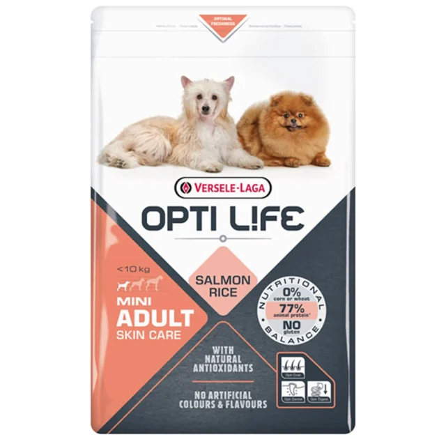 Сухий суперпреміум корм Versele-Laga Opti Life Adult Skin Care Mini для собак міні та малих порід, лосось, 2.5 кг