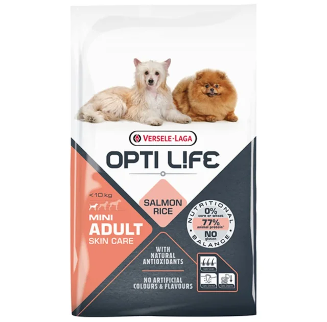 Сухий суперпреміум корм Versele-Laga Opti Life Adult Skin Care Mini для собак міні та малих порід, лосось, 7.5 кг