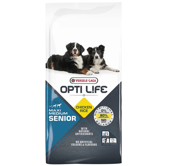 Сухий суперпреміум корм Versele-Laga Opti Life Senior Medium & Maxi для літніх собак середніх і великих порід курка, 12.5 кг