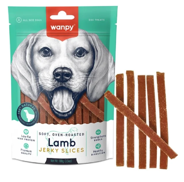 Ласощі для собак Wanpy Soft Lamb Jerky Slices, в'ялене філе ягня, слайси, 100 г