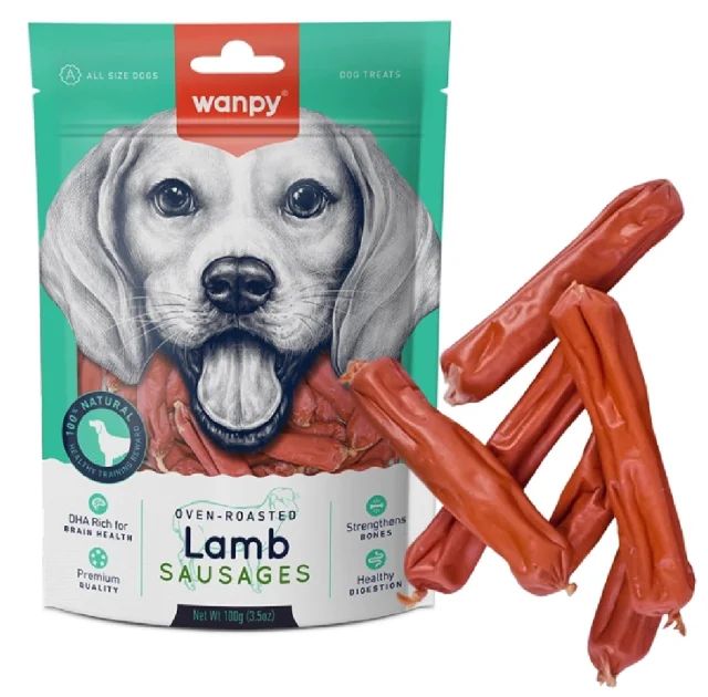 Лакомство Wanpy Lamb Sausages для собак, сосиски с ягненком, 100 г